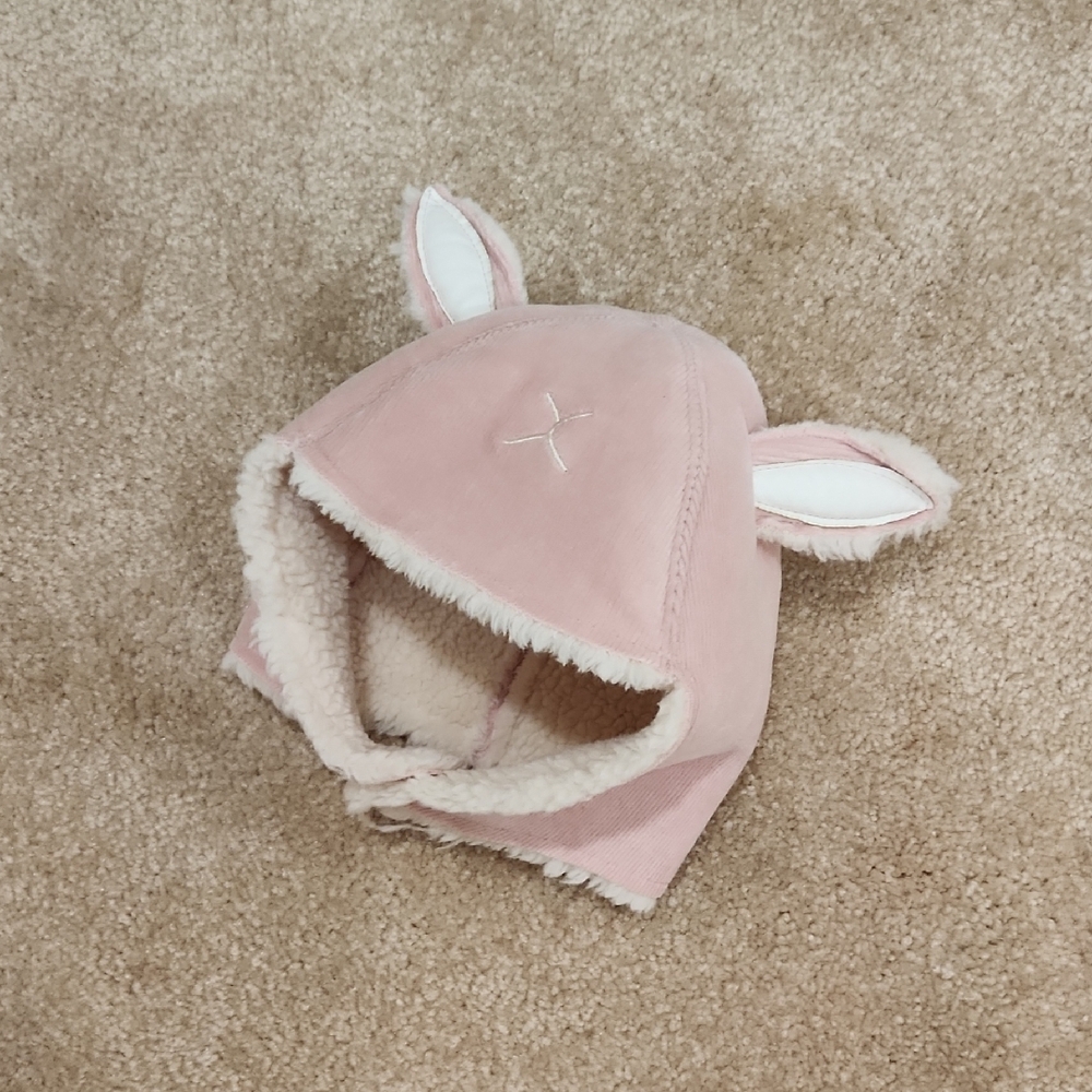 Girls Pink Bunny Ear Winter Hat Size 1 - 3